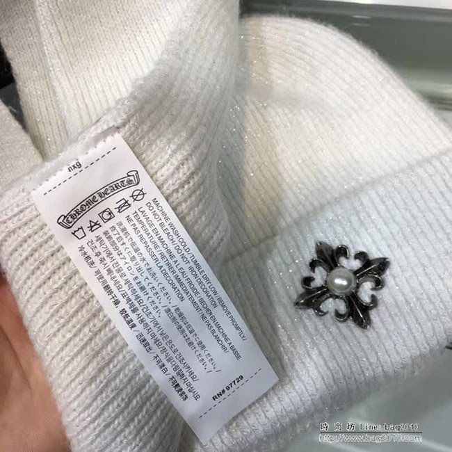 克羅心Chrome Hearts 2018早秋 情侶款加厚羊毛圍巾帽子套裝 男女同款 LLWJ8604